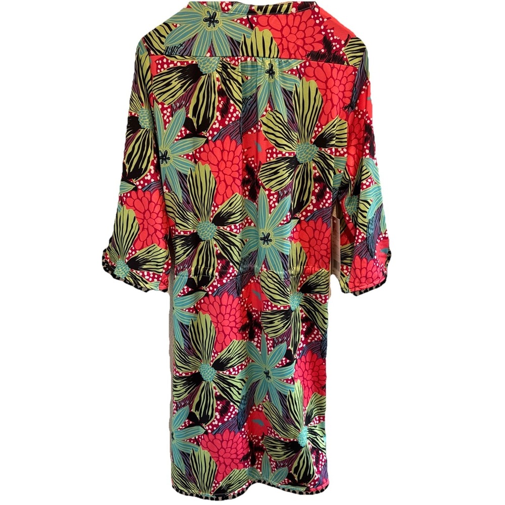 Tracy Negoshian Womens XL Floral Pompom Trim 3/4 Sleeve Tiana Dress Blooming NWT - Picture 9 of 10